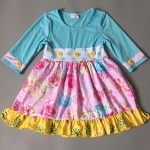 Boutique Floral Long Sleeve Ruffle Dress